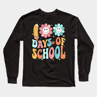 Groovy Happy 100Th Day Of School 100 Days Smarter Long Sleeve T-Shirt